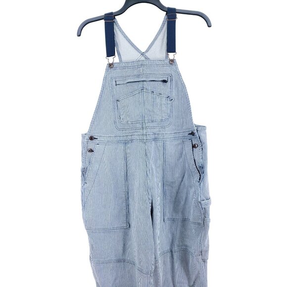 Duluth Trading Co. Rootstock Womens Size Lx33 Blue & White Striped Denim Overall - Picture 7 of 10